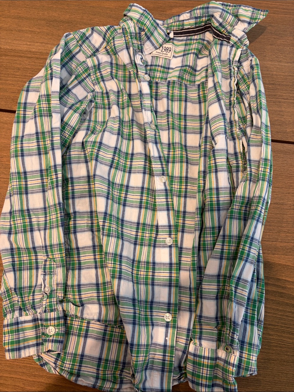 The Children's Place White, Green & Blue Plaid Button-Down Shirt